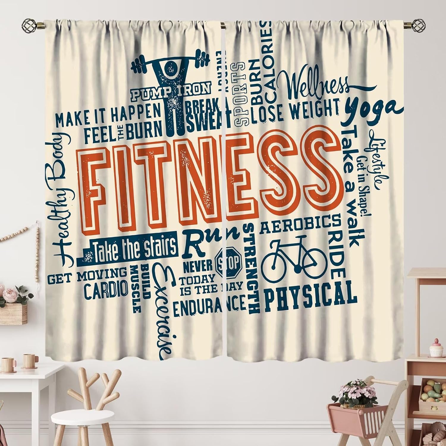 Yoga Fitness Hotel - Большой мотивационный баннер-занавес для фитнес-тренировок, для