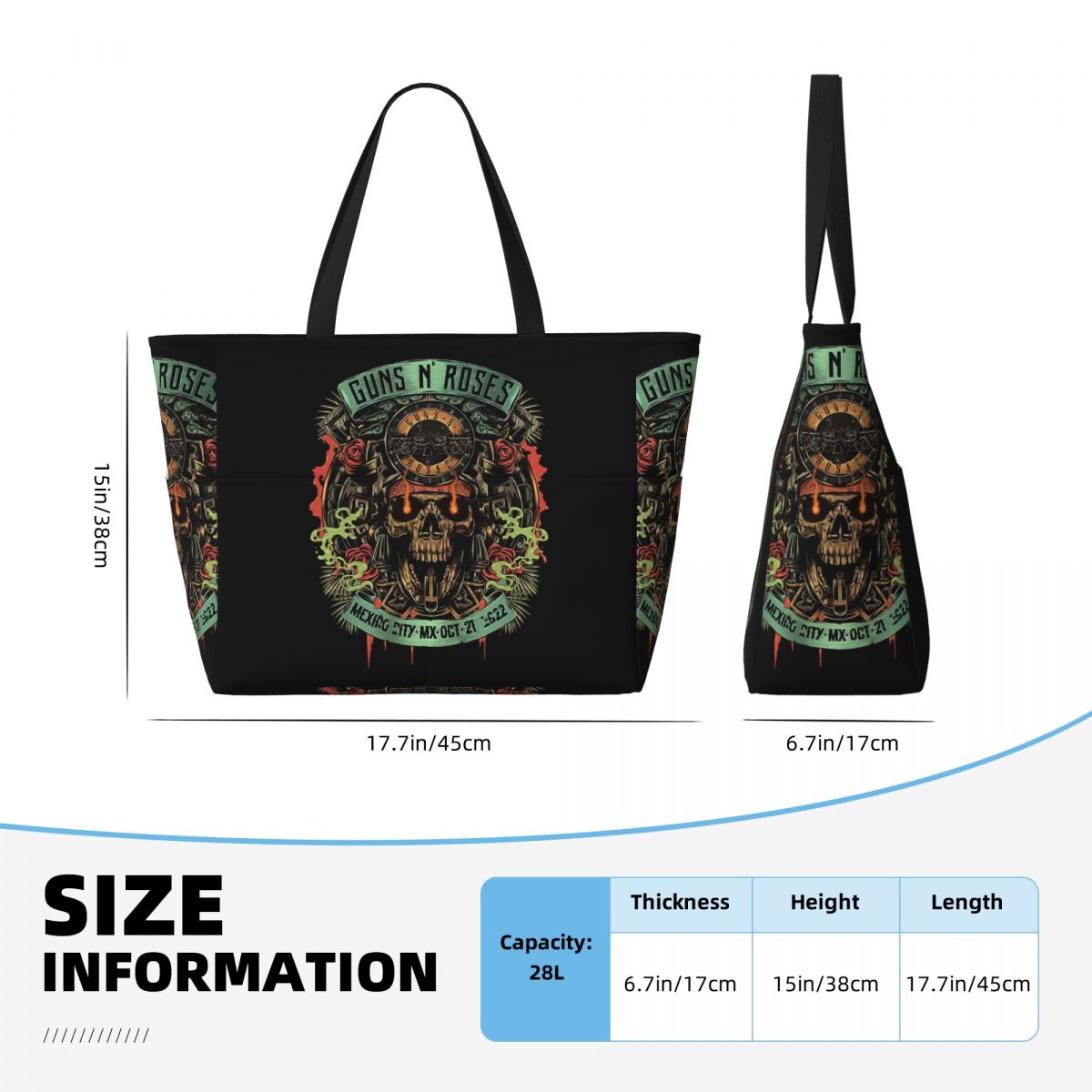 Пляжная большая сумка Guns N R – обзор и цена Yoga Fitness Merch